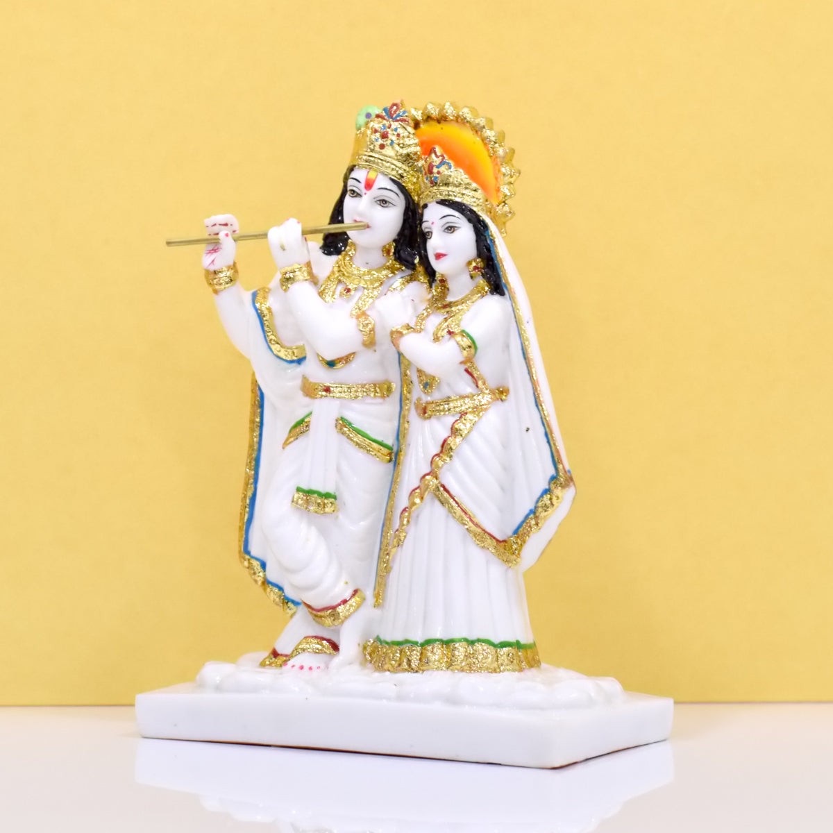 GOLDGIFTIDEAS 999 Silver & 24K Gold Plated Radhe Krishna Idol for Gift,  Radha - Vallabh Statue for Home
